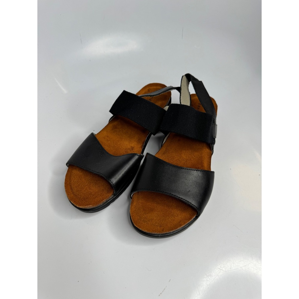 David Tate Slingback Sandals Womens 10 Black Excellent Elastic Leather CHS22-923